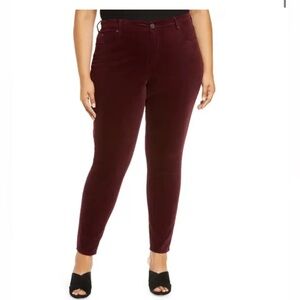 Kut From The Kloth Diana Skinny Corduroy Pants 16W Wine Red High Rise Stretch